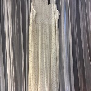 Candalite Women’s White and Gold Polka Dot Maxi Dress